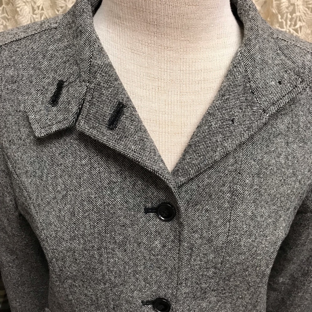 Tweed Pendleton Wool Fine Gray Button Down Petite Jacket NWT Size 10P